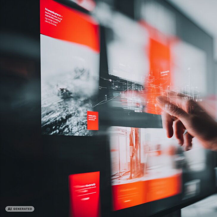 Screen mit Marketingmaterial (KI)