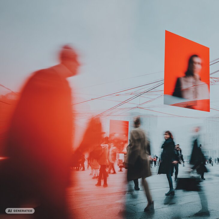Menschen, die unter einem Netzwerk laufen (KI)