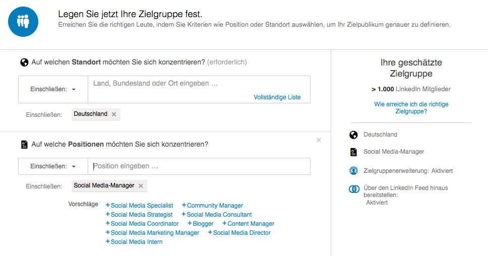 Zielgruppen-Targeting für LinkedIn Werbeformate